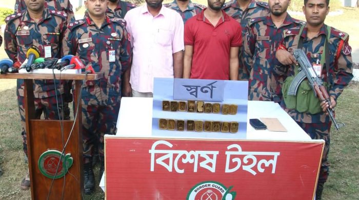 চুয়াডাঙ্গা ব্যাটালিয়ন-৬ এর অভিযানে তিন কোটি টাকার স্বর্ণের বার জব্দ, আটক ২